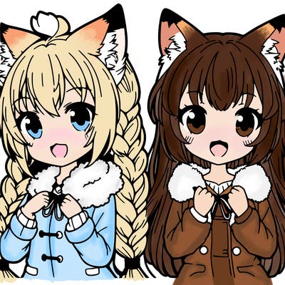 2 girls fox anime