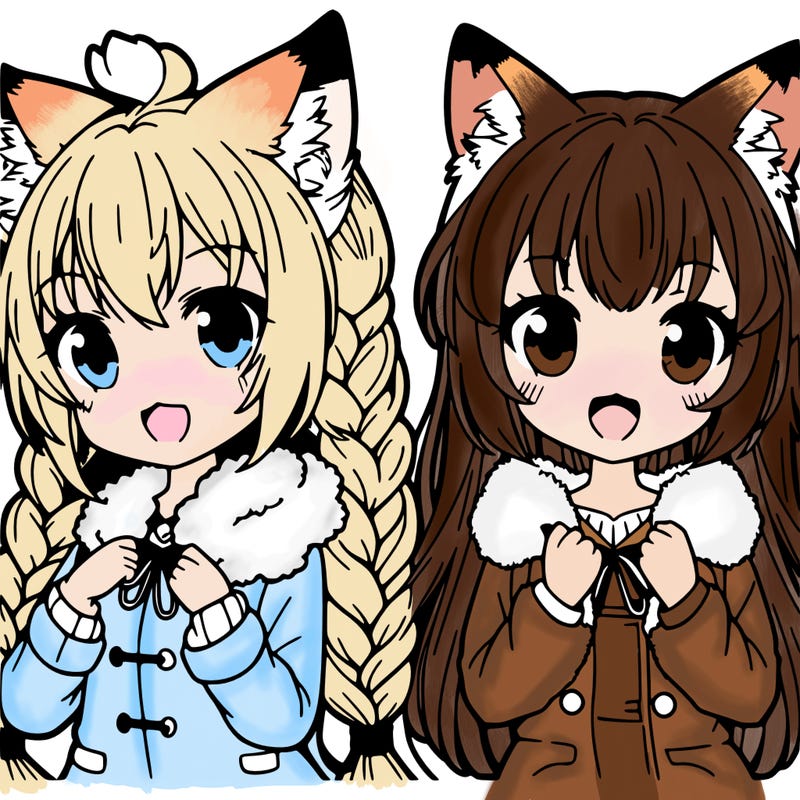 2 girls fox anime