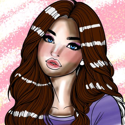 realistic girl with hair on her hair and lips