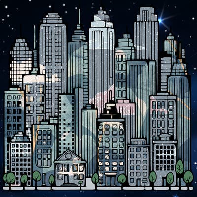 a city with skyscrapers