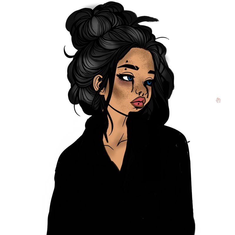 realistic woman with pajamas on and a messy bun