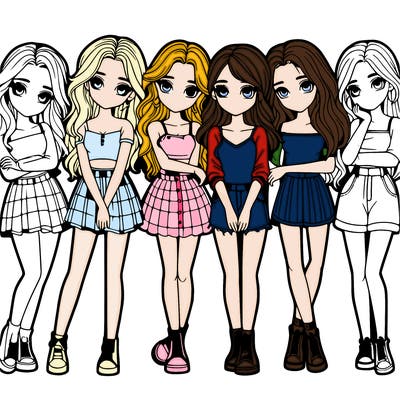 a group of girls realistic