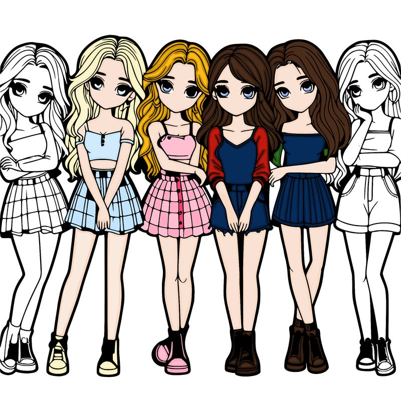 a group of girls realistic