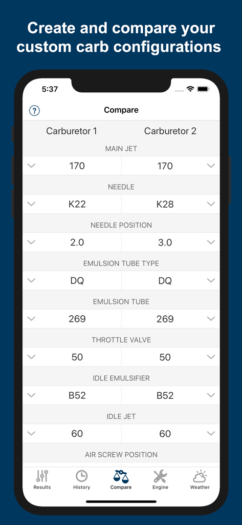 Jetting IAME KZ1 / KZ2 Kart - Comparação de duas configurações personalizadas de carburador para ajuste de kart IAME KZ