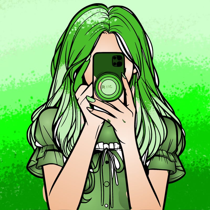 a realistic girl holding her phone taking pictures