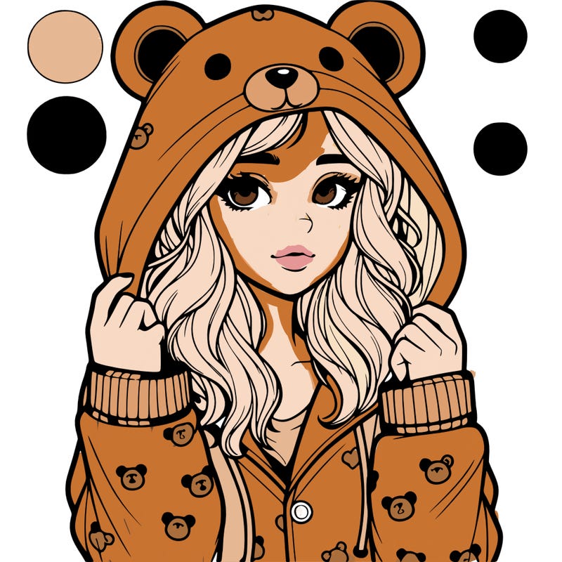 realistic girl in a animal pjs hoodie