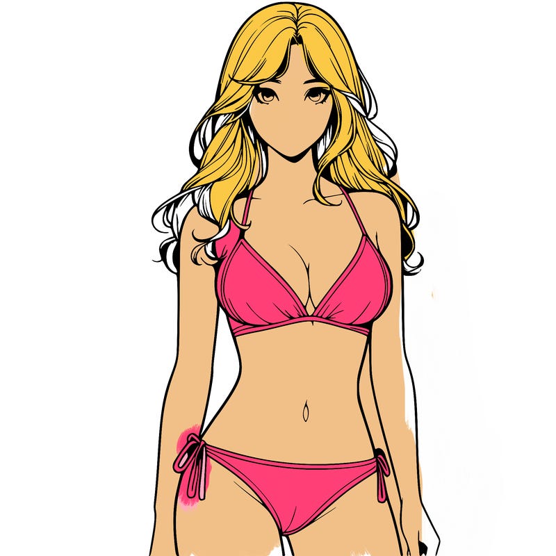 realistic girl with a revealing swimsuit