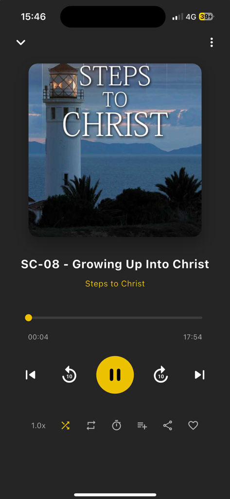 EGWAudio mobile app playing Steps to Christ audiobook