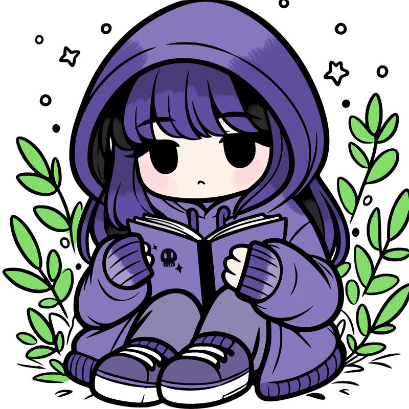 girl in oversized hoodie reading a book