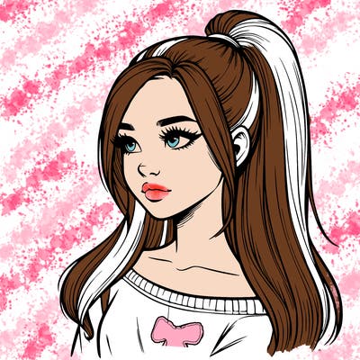 realistic girl with a high ponytail