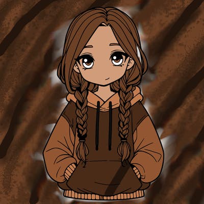 a realistic girl with a oversized hoodie and she has braids