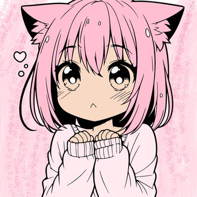 shy anime catgirl