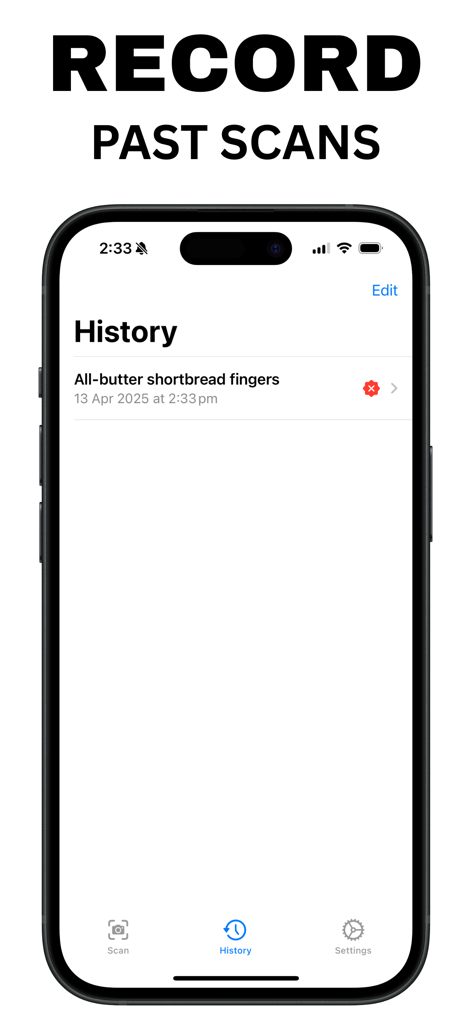 Gluten Free Scanner Pro - Gluten Free Scanner Pro app interface showing a list of past food scans with gluten status indicators