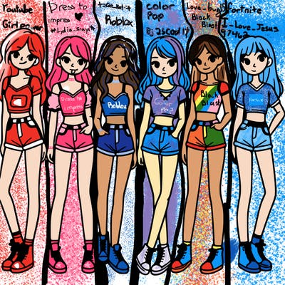 a group of girls wearing crop tops and shorts