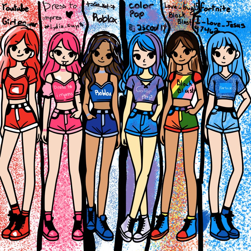 a group of girls wearing crop tops and shorts