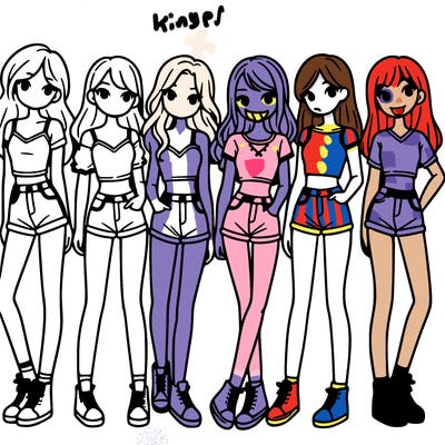 a group of girls wearing crop tops and shorts