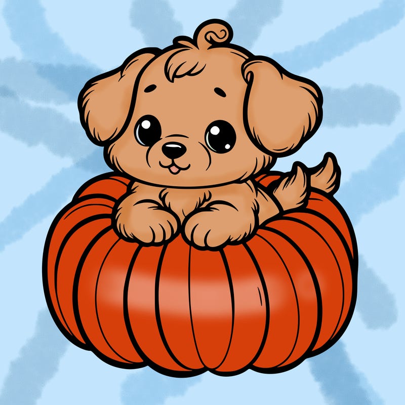 cute little puppy in a pumpkin