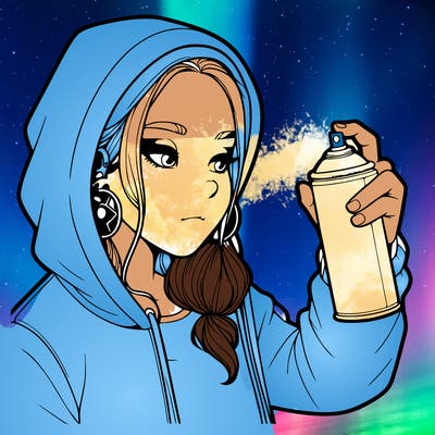 a realistic girl, spray painting