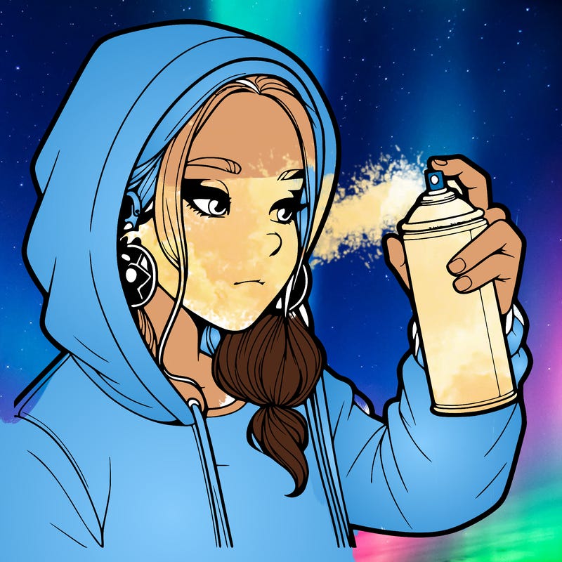 a realistic girl, spray painting