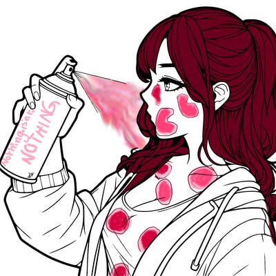a realistic girl spray, painting