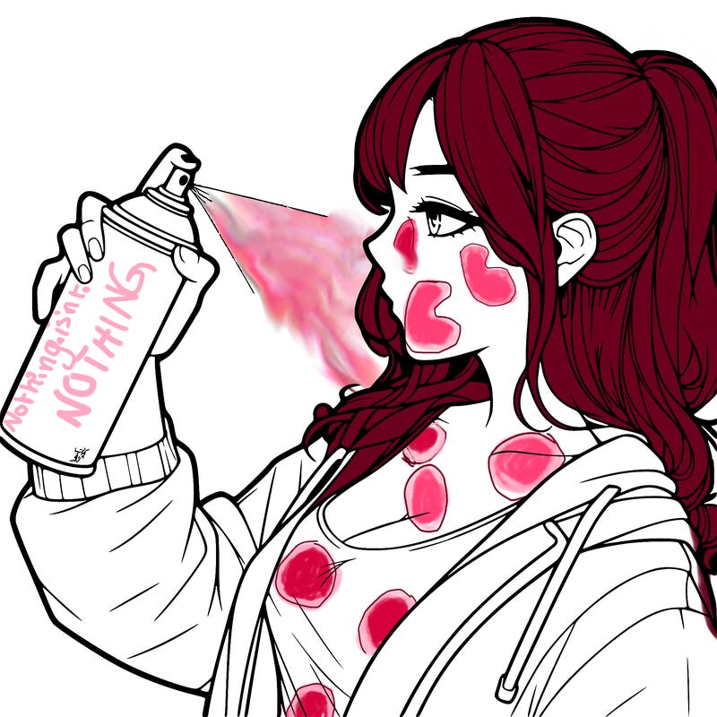 a realistic girl spray, painting