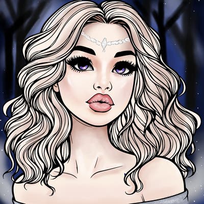 realistic girl with wavy hair and lips