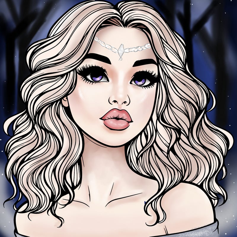 realistic girl with wavy hair and lips