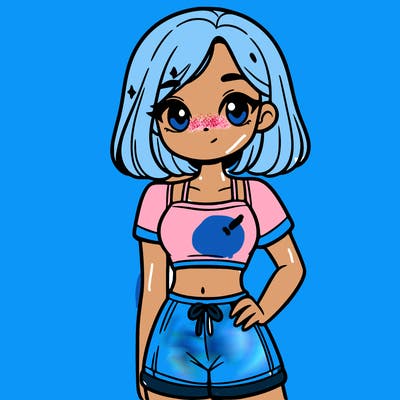 a cute teenage girl wearing a crop top and shorts