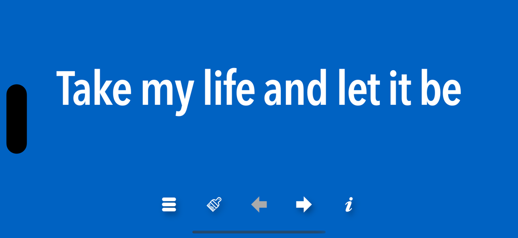 Hymns - High contrast large print hymn lyrics reading Take my life and let it be for low vision users.