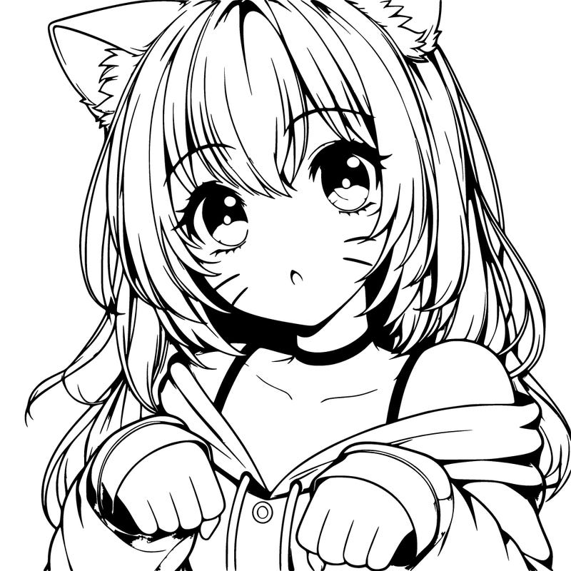 realistic anime cat girl