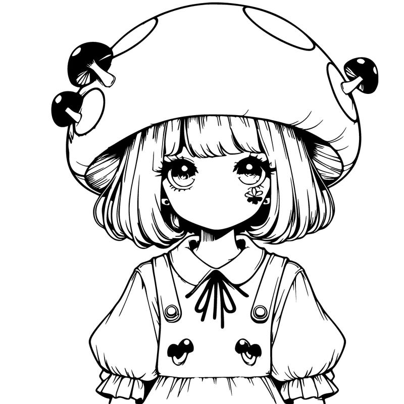 realistic manga girl in mushroom outfit
