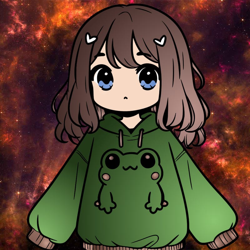 girl wearing frogging sweatshirt