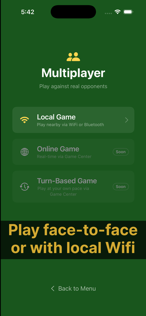 Russian Bank | Card Game - Multiplayer menu screen for Russian Bank card game showing local and online play options
