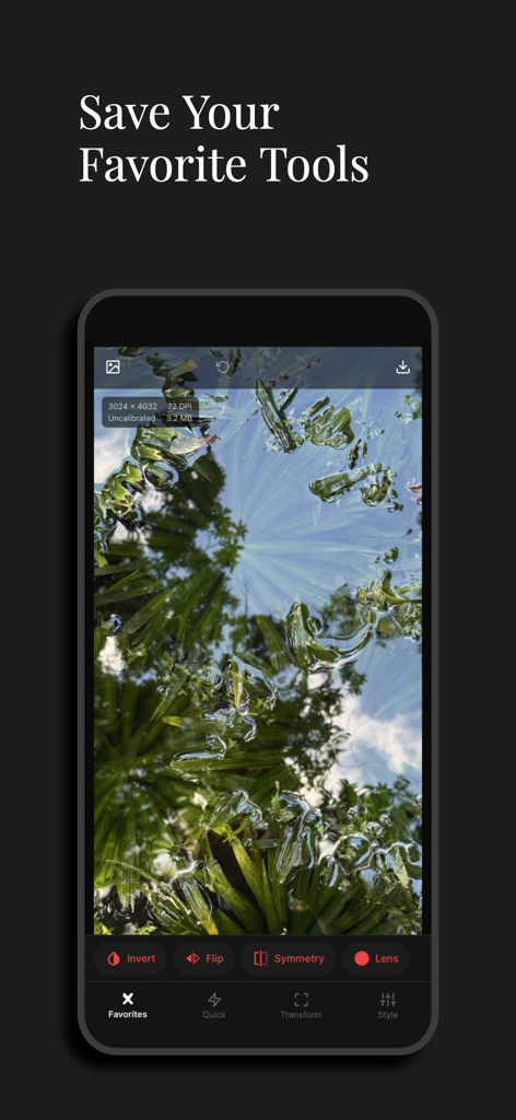 DotPress - Interface de l'application DotPress montrant la barre d'outils des outils favoris personnalisable pour l'édition d'images