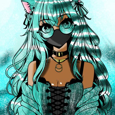 anime girl realistic with hot glasses and cat ears