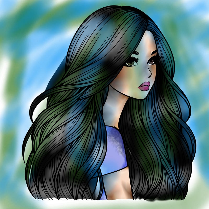 realistic girl with long realistic hair
