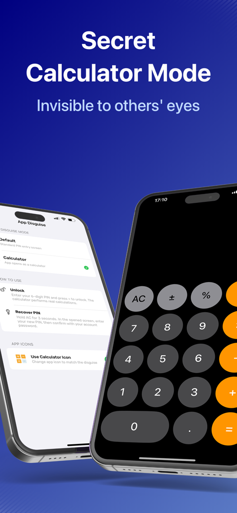 Photo Lock Private: Locxafe - Locxafe app interface showing the secret calculator mode used to disguise the private photo vault
