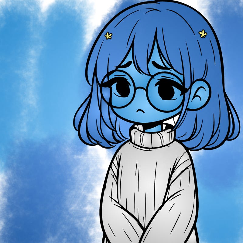 sad girl with glasses in a sweater