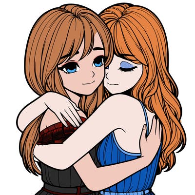 realistic girls hugging