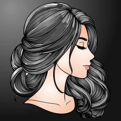 realistic woman's head & hair