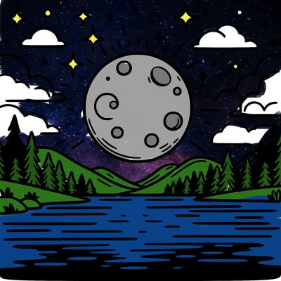 moonlight shining on a lake