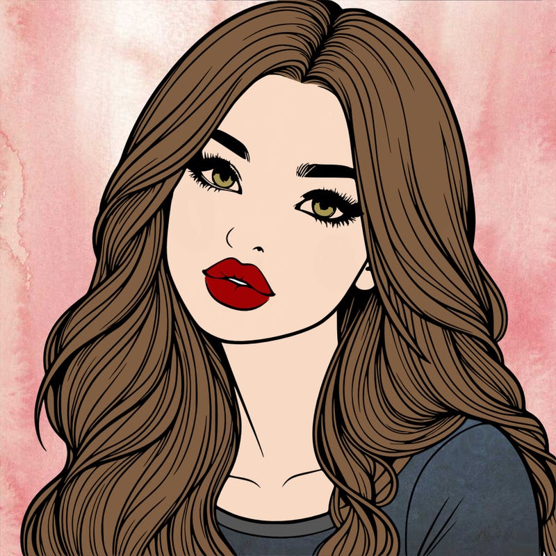 realistic girl with hair on her hair and lips