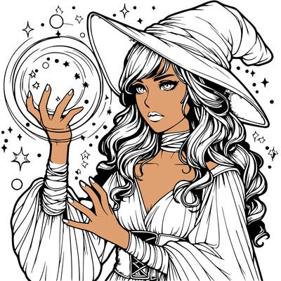 realistic women sorcerer using magic
