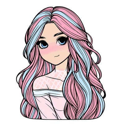 realistic girl with long hair