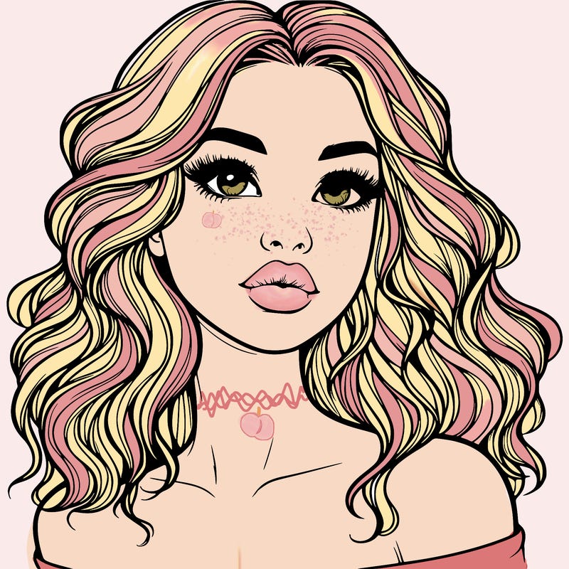 realistic girl with wavy hair and lips