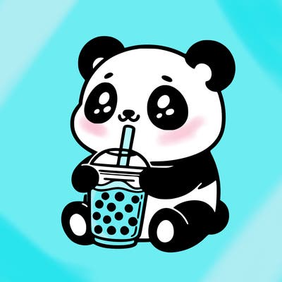 panda drinking boba
