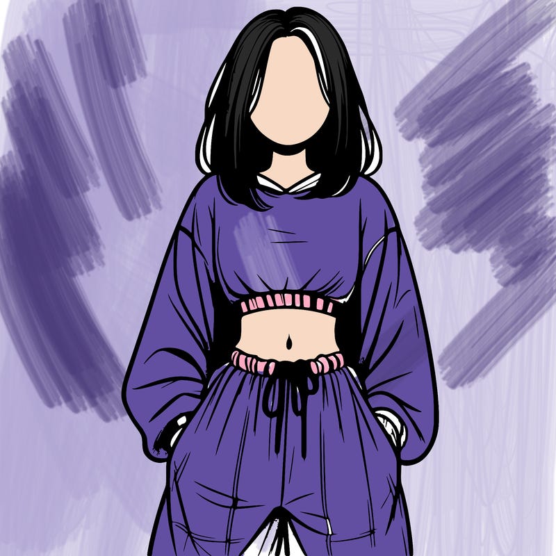 realistic girl faceless with baggy pants and a crop top