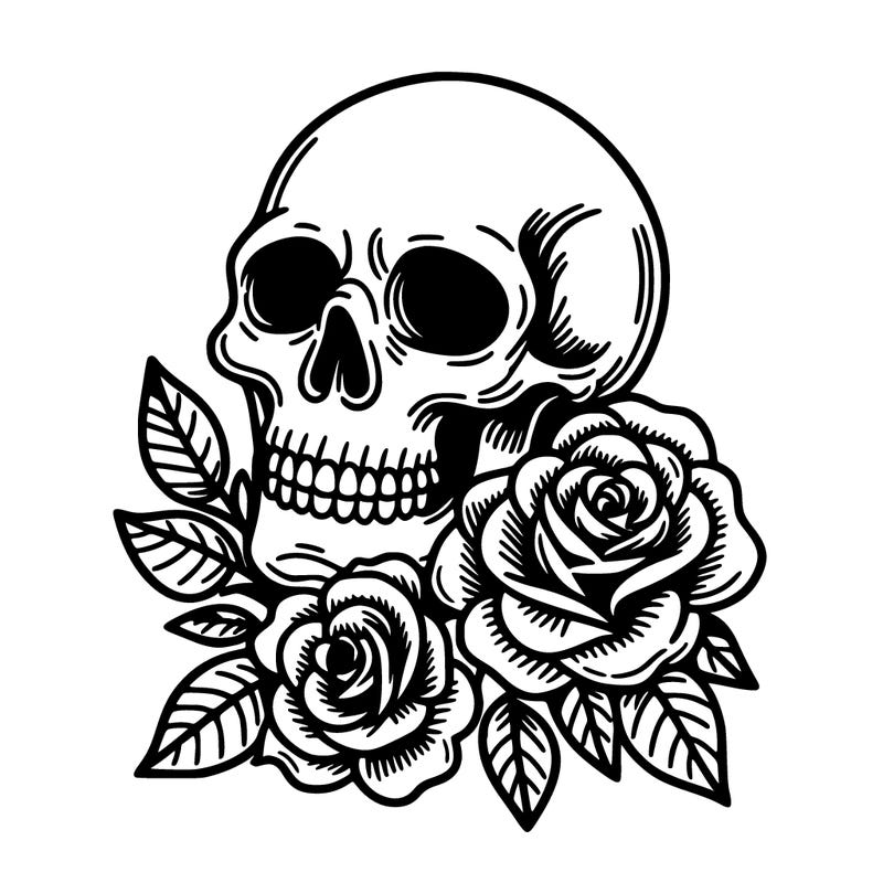 skull and roses