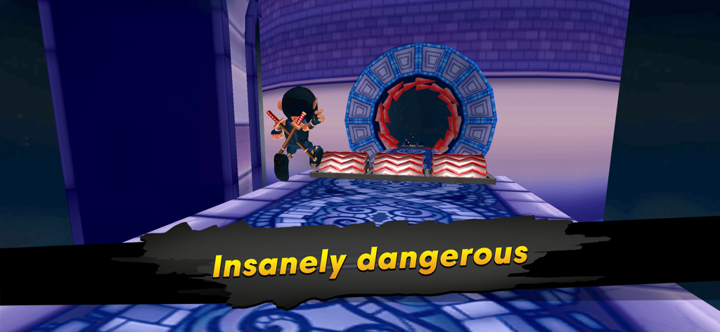 Running Fred - A ninja character jumps over spinning saw blades toward a portal in Running Fred