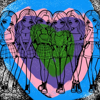 a group of girls realistic